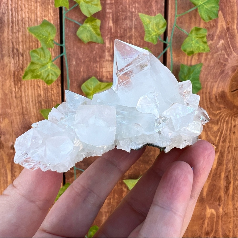 5.88 oz. A Grade Super Clear Apophyllite Crystal Cluster from India.